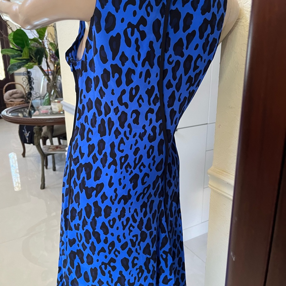 Diane Von Furstenberg Asymmetrical Blue and Black Dress - Picture 5 of 5